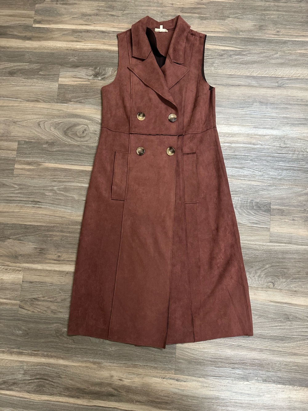 Mystree Brown Faux Suede Duster Jacket